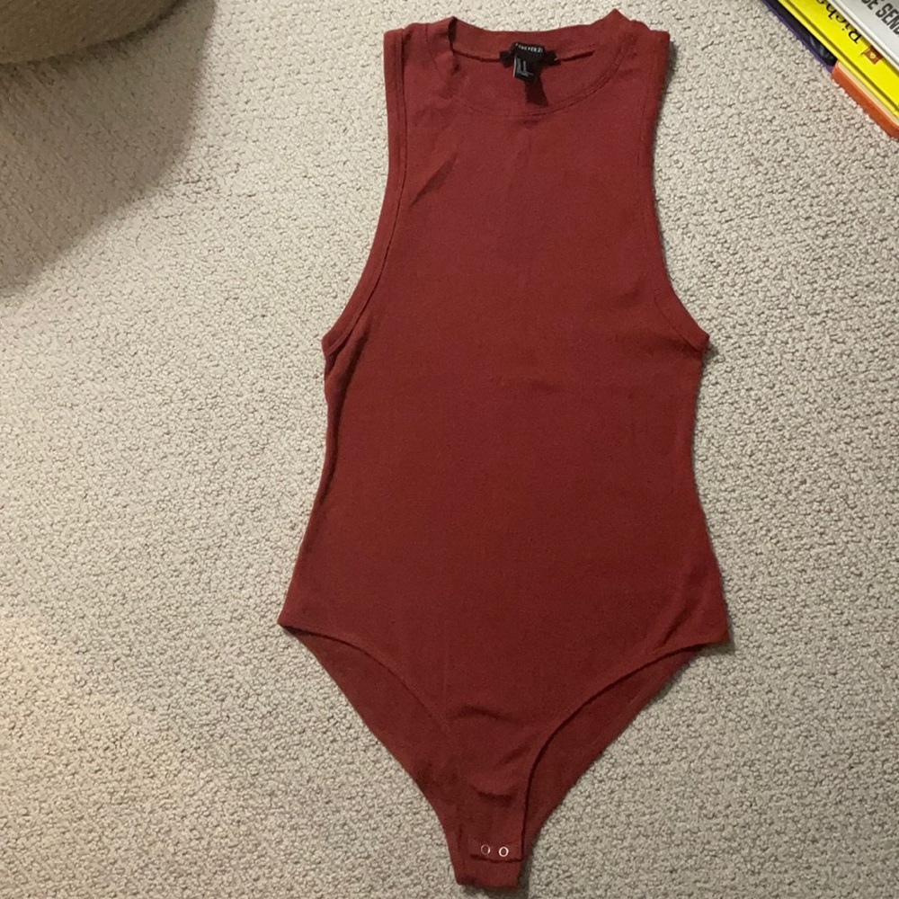 Dark red cotton body suit